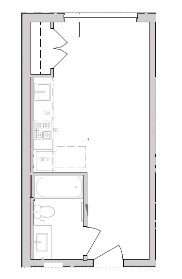 Floor plan for studio, 1 bath, 299 sqft